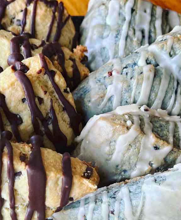 Vegan Chocolate Chip and Blue Spirulina Scones