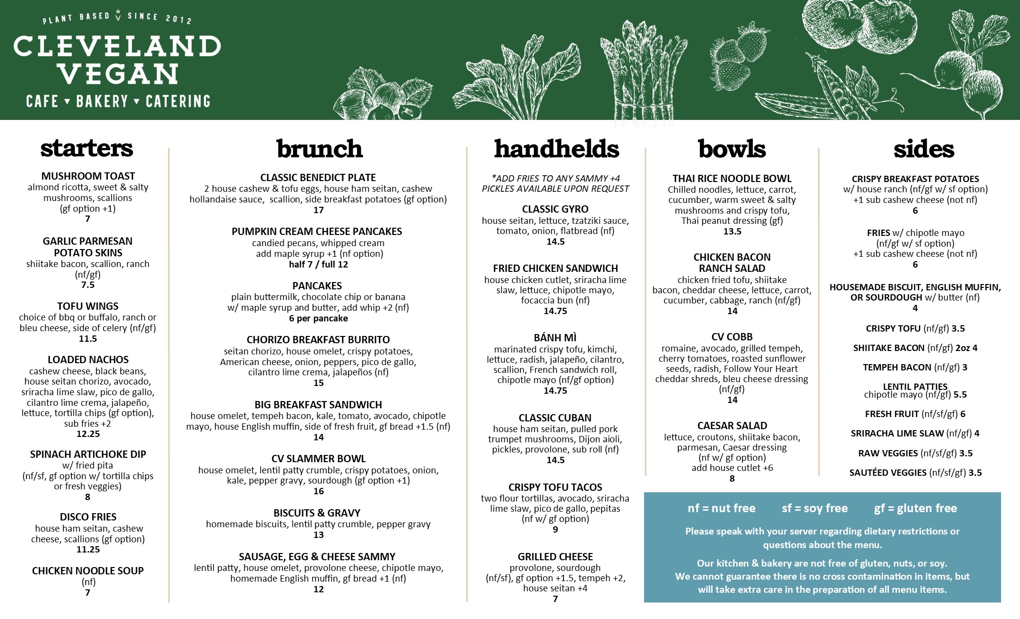 Cafe Menu Page 1
